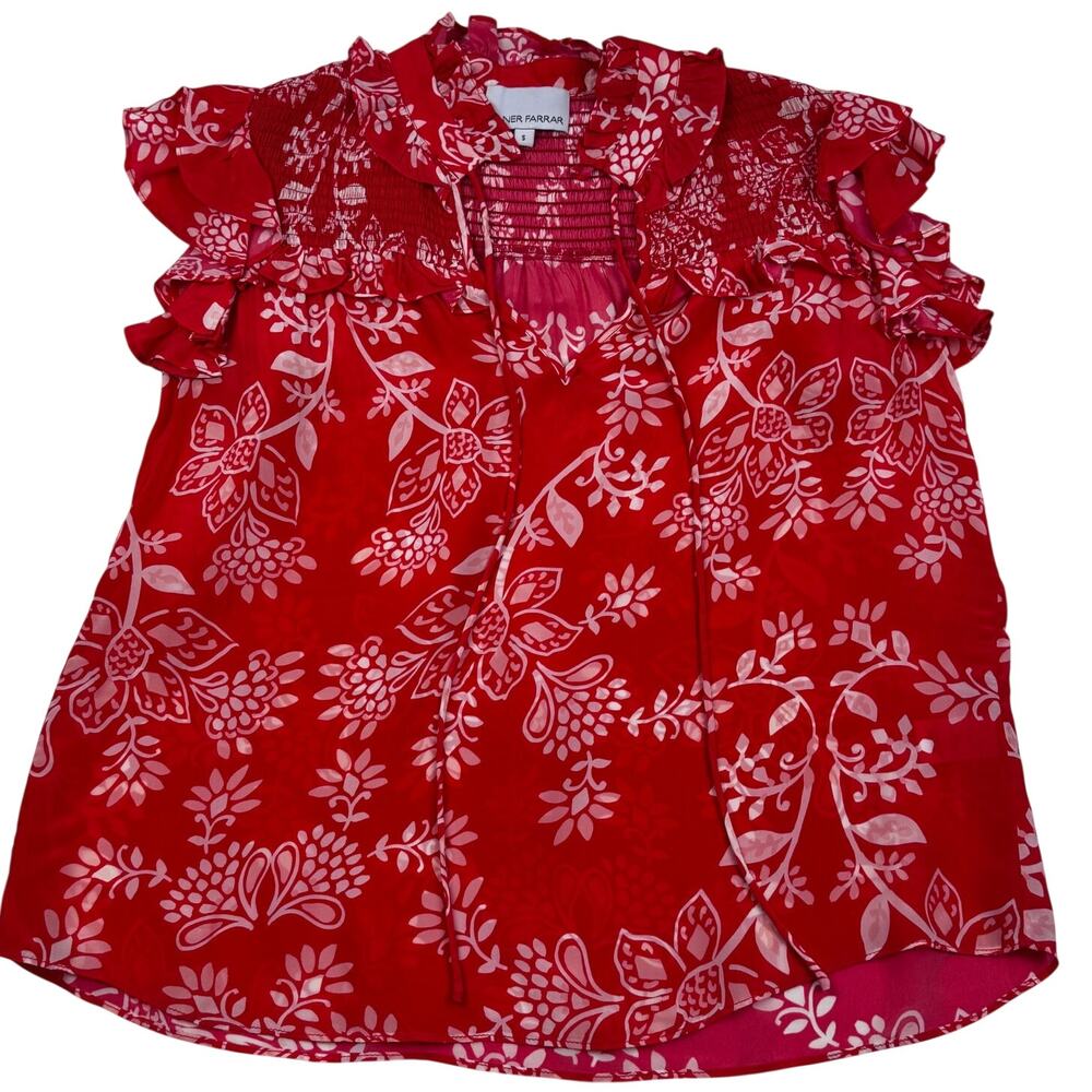Gilner Farrar Boho Feminine Romantic Ruffle Detail Blouse Women's Size Small